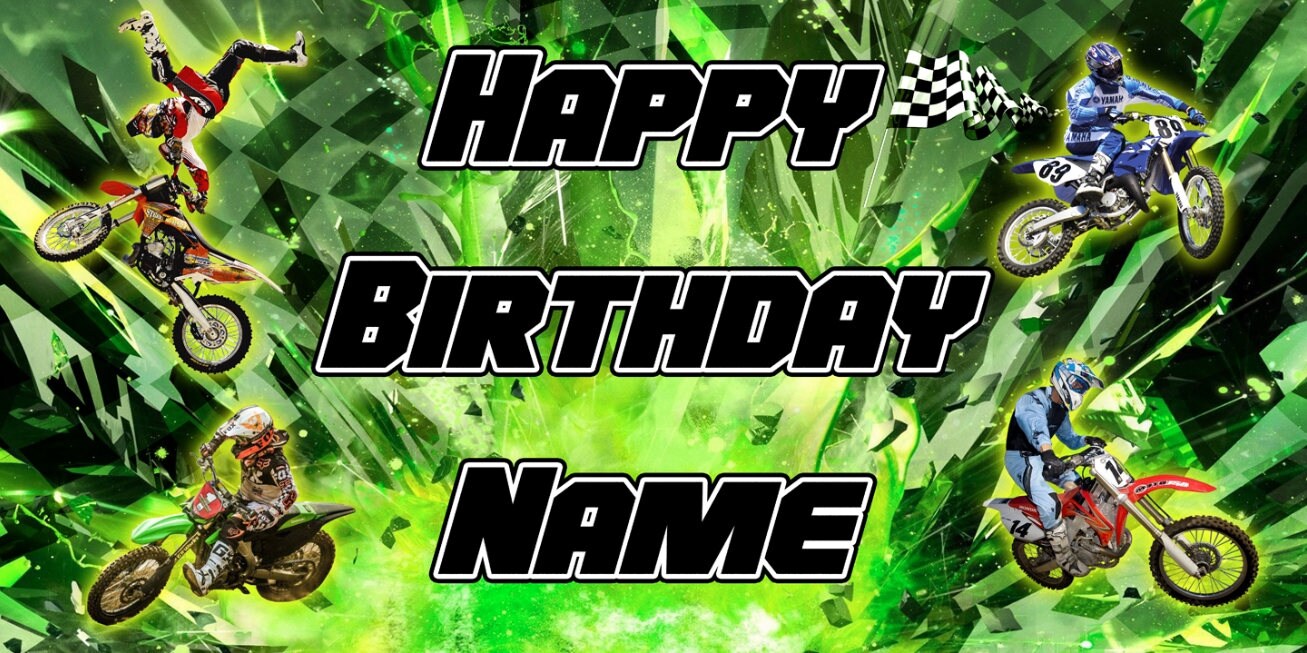 Dirt Bike Motocross Personalized/Customized Birthday Banner