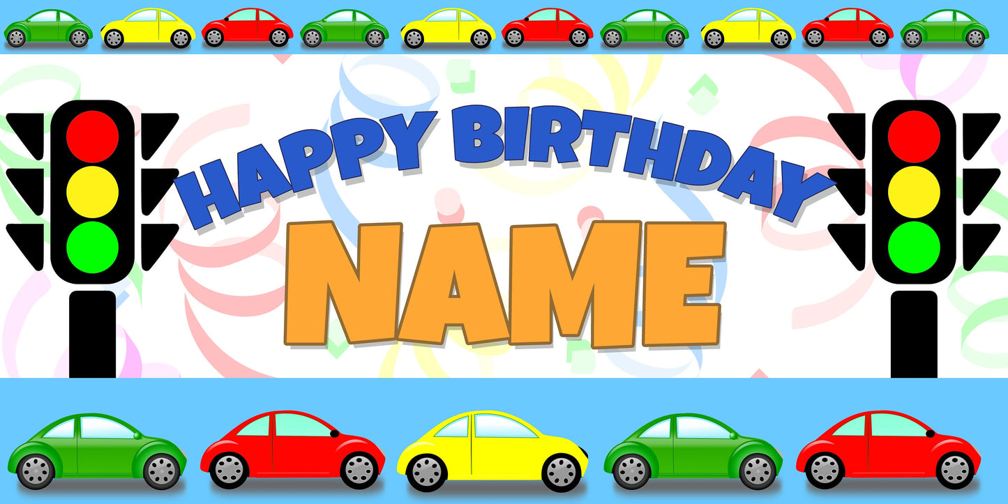 Cars themed Birthday Personalized/Customized Banner