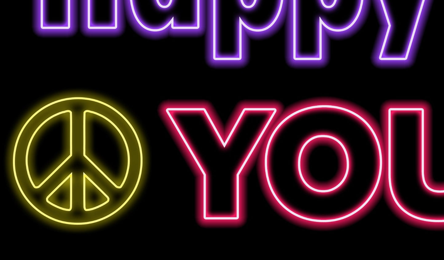 Glow party Birthday Banner, Neon Lights, Glow in the Dark Personalized/Customized Vinyl Banner
