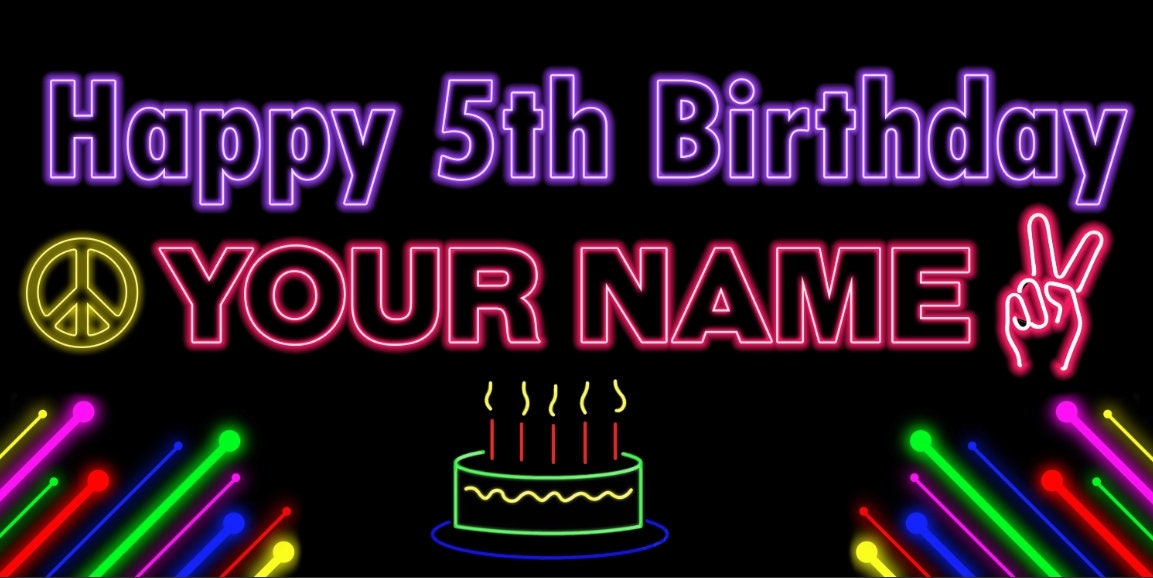 Glow party Birthday Banner, Neon Lights, Glow in the Dark Personalized/Customized Vinyl Banner