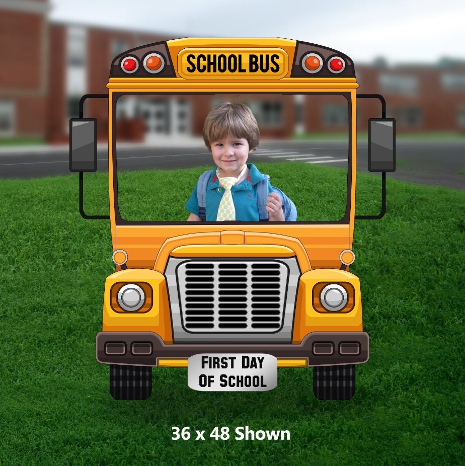 First Day of School Photo Prop, School Bus DIY, Personalized, Photo booth Selfie Frame