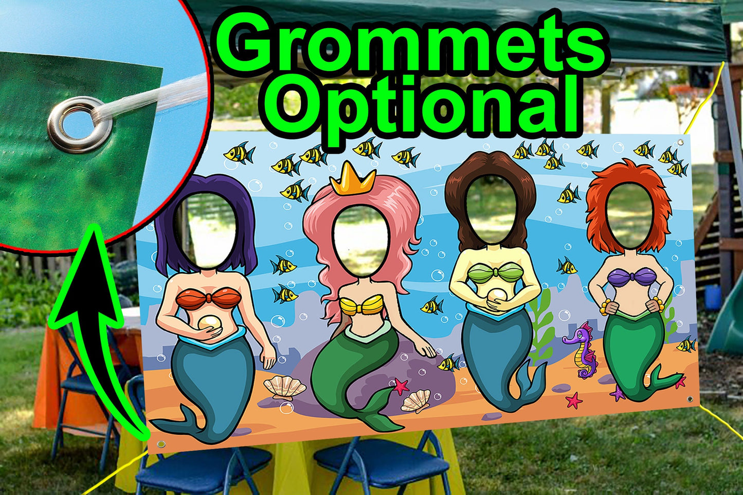 Mermaids Face Cutout, Hole in Face, Party Selfie Photo Prop, Birthday Decoration