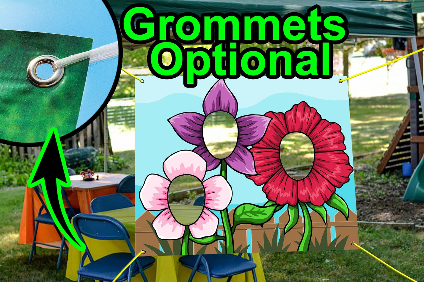 Spring Flowers Face Cutout, Hole in Face, Party Selfie Photo Prop, Floral Birthday Decoration