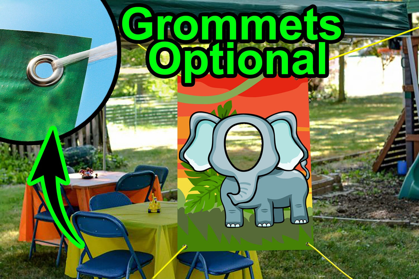 Elephant Face Cutout, Hole in Face, Party Selfie Photo Prop, Animal Birthday Decoration