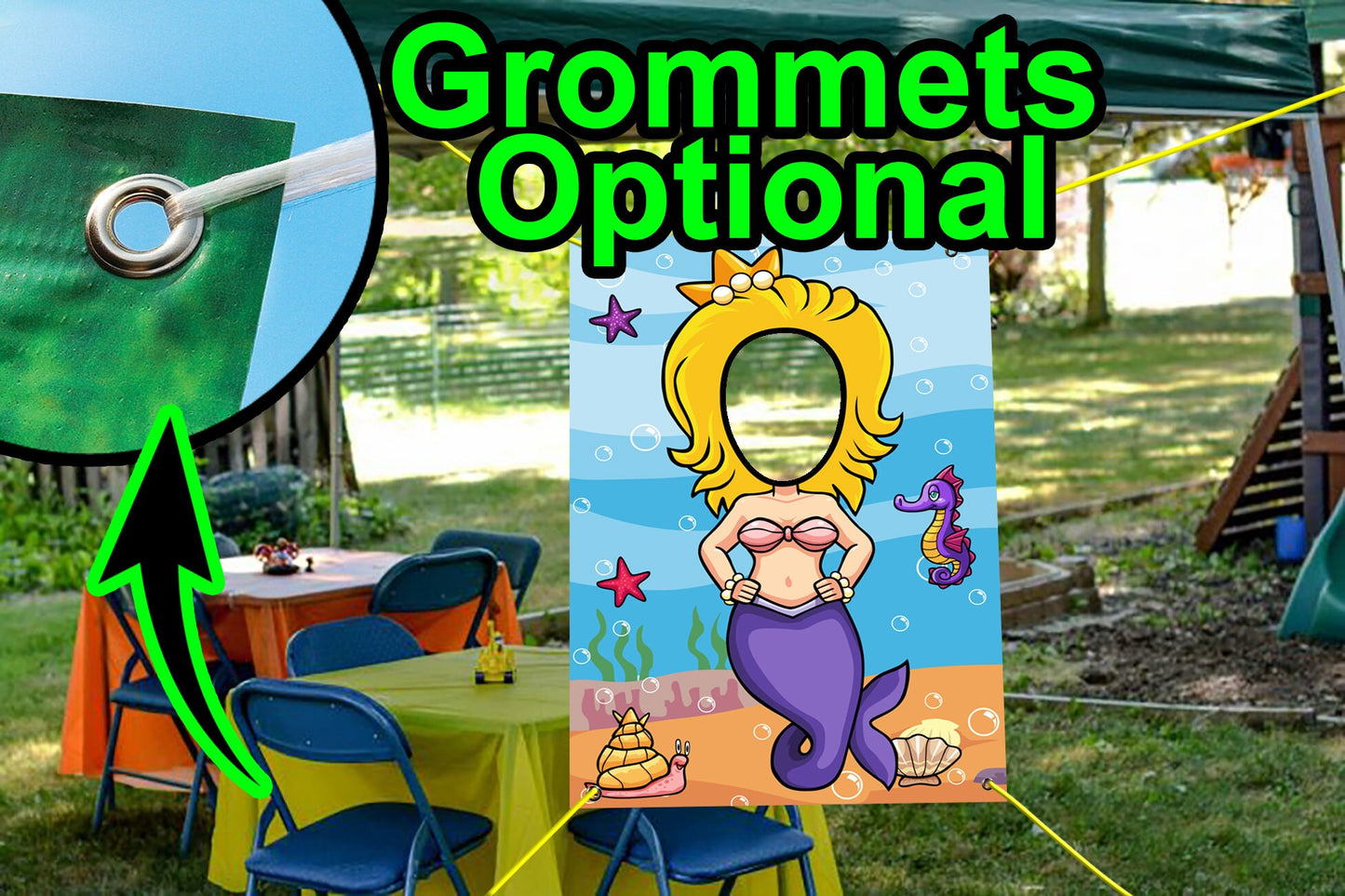 Mermaid Face Cutout, Hole in Face, Party Selfie Photo Prop, Birthday Decoration