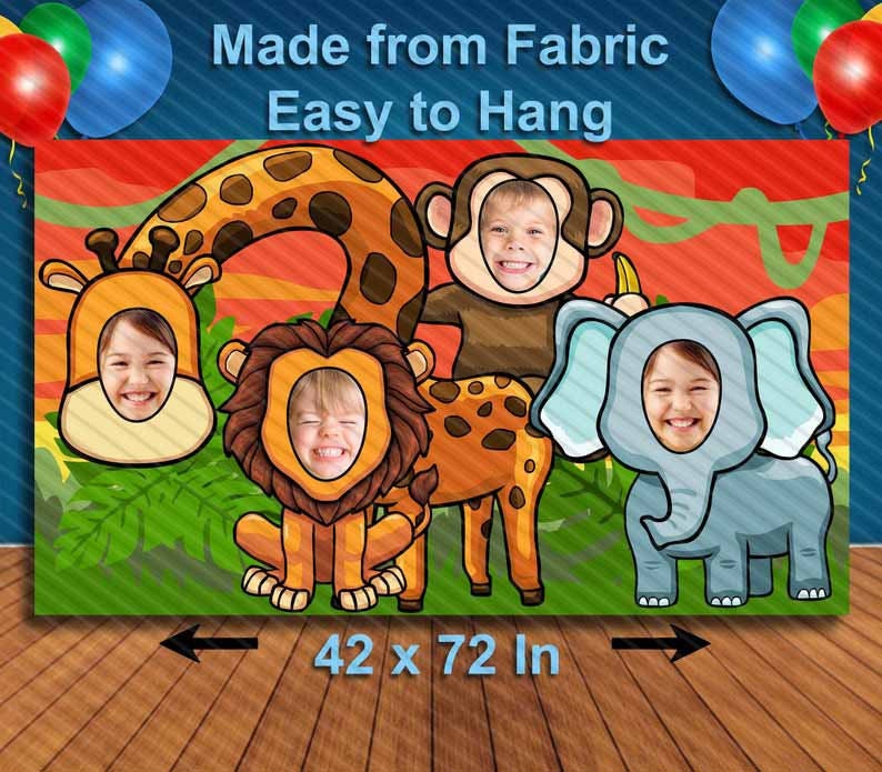 Jungle Animals, Safari, Hole in Face, Party Selfie Photo Prop, Animal Decoration