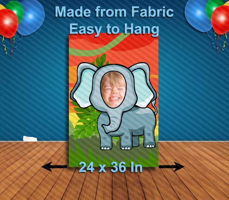 Elephant Face Cutout, Hole in Face, Party Selfie Photo Prop, Animal Birthday Decoration