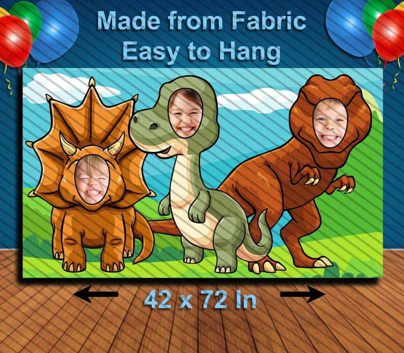 Dinosaurs Face Cutout, Hole in Face, Party Selfie Photo Prop, Jurassic Park T-rex Birthday Decoration