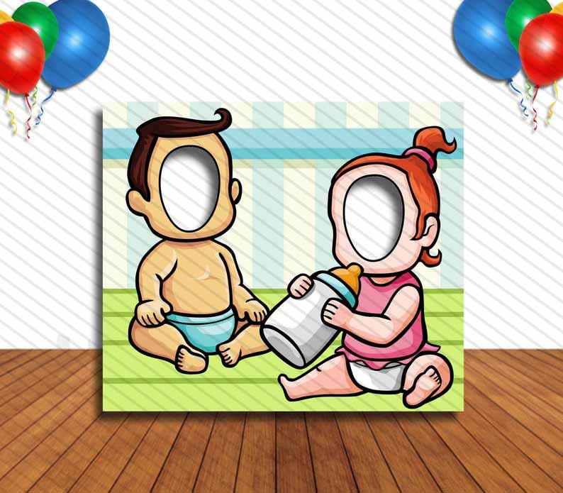 Gender Reveal, Hole in Face, Party Selfie Photo Prop, Party Game Decoration
