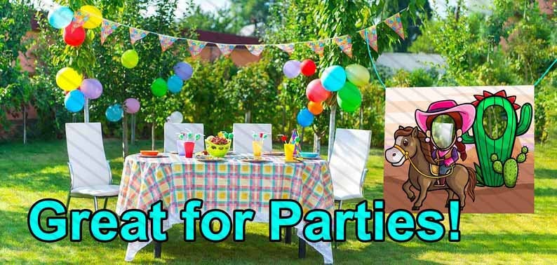Cowgirl and Cactus, Hole in Face, Party Selfie Photo Prop, Western Decoration