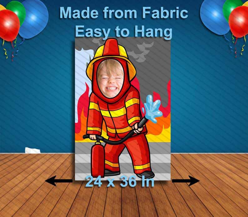 Fireman Face Cutout, Hole in Face, Party Selfie Photo Prop, firefighter Decoration