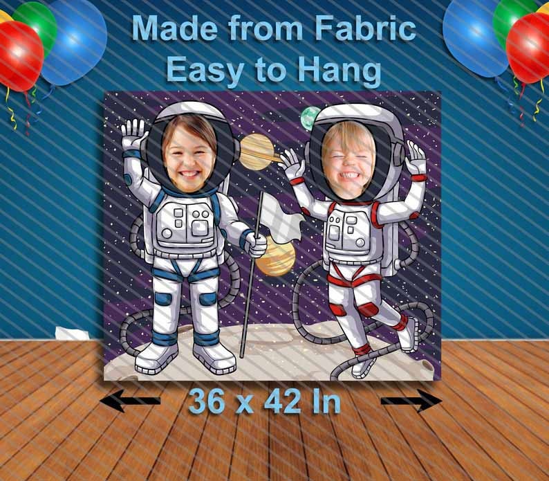 Astronauts in Space Face Cutout, Hole in Face, Party Selfie Photo Prop, Outer Space Birthday Decoration
