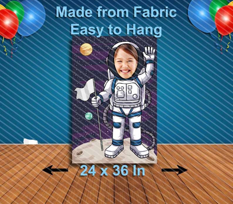 Astronaut in Space Face Cutout, Hole in Face, Party Selfie Photo Prop, Astronomy Birthday Decoration