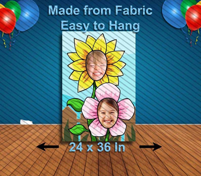 Flowers Party Face Cutout, Hole in Face, Party Selfie Photo Prop, Birthday Decoration