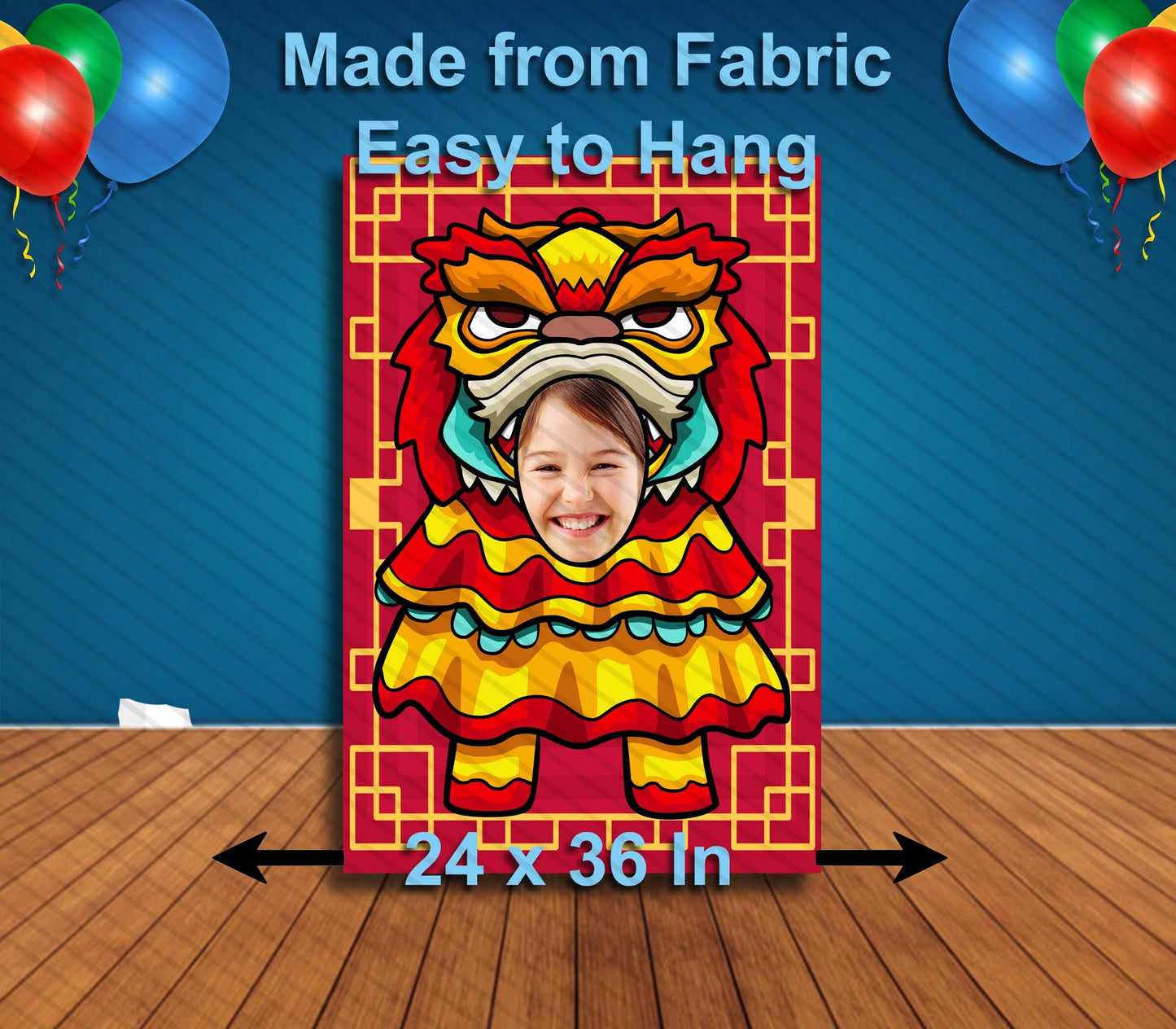 Chinese New Year Dragon Face Cutout, Hole in Face, Party Selfie Photo Prop, Lunar New Year Decoration