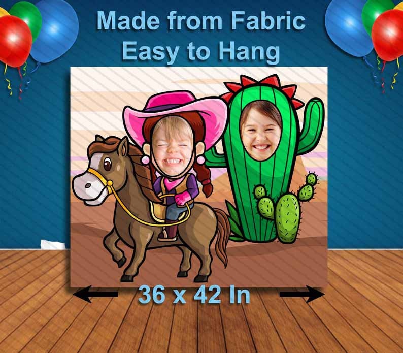 Cowgirl and Cactus, Hole in Face, Party Selfie Photo Prop, Western Decoration