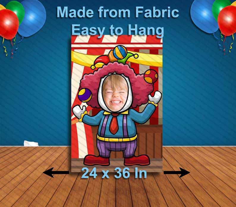 Circus Clown, Hole in Face, Party Selfie Photo Prop, Carnival Decoration