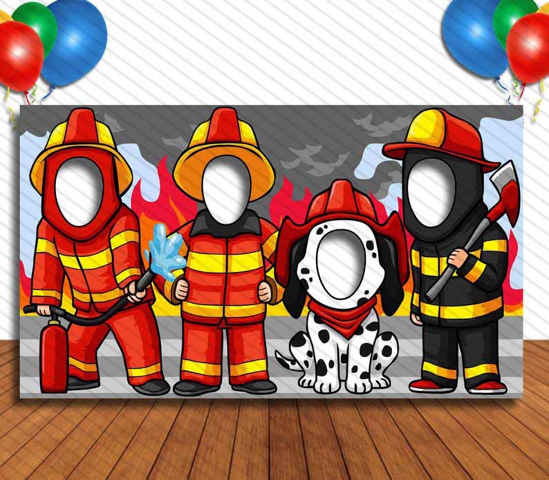 Firefighters, Hole in Face, Party Selfie Photo Prop, Firemen Decoration