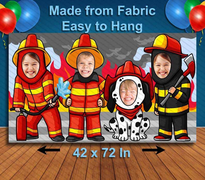 Firefighters, Hole in Face, Party Selfie Photo Prop, Firemen Decoration