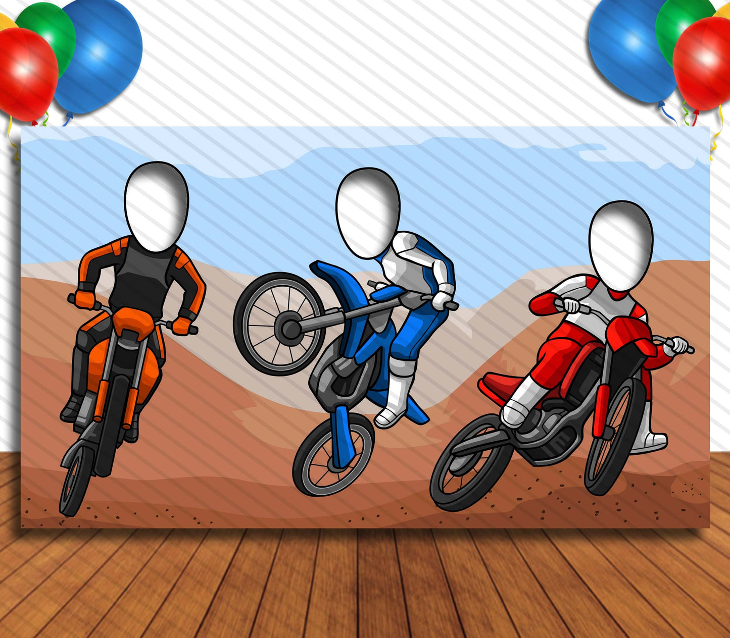 Dirt Bike, Hole in Face, Party Selfie Photo Prop, Motorcycle Motocross Decoration