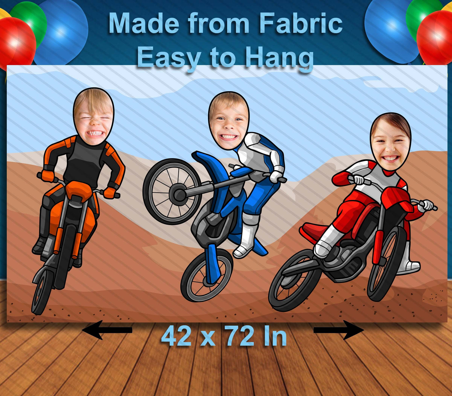 Dirt Bike, Hole in Face, Party Selfie Photo Prop, Motorcycle Motocross Decoration