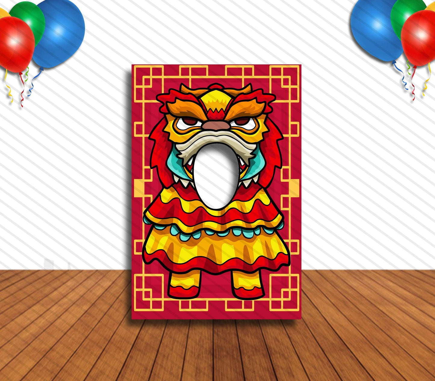 Chinese New Year Dragon Face Cutout, Hole in Face, Party Selfie Photo Prop, Lunar New Year Decoration