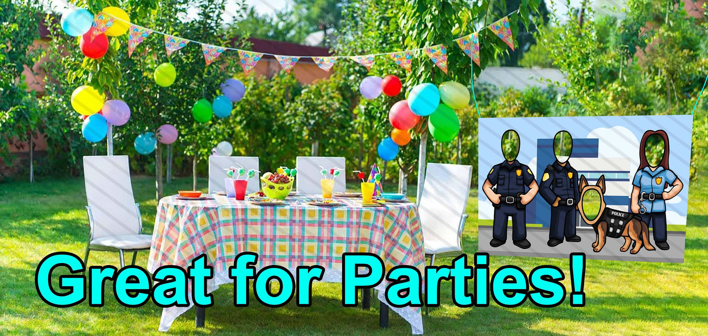 Police Officers, Emergency Heroes, Hole in Face, Party Selfie Photo Prop, Cops Decoration
