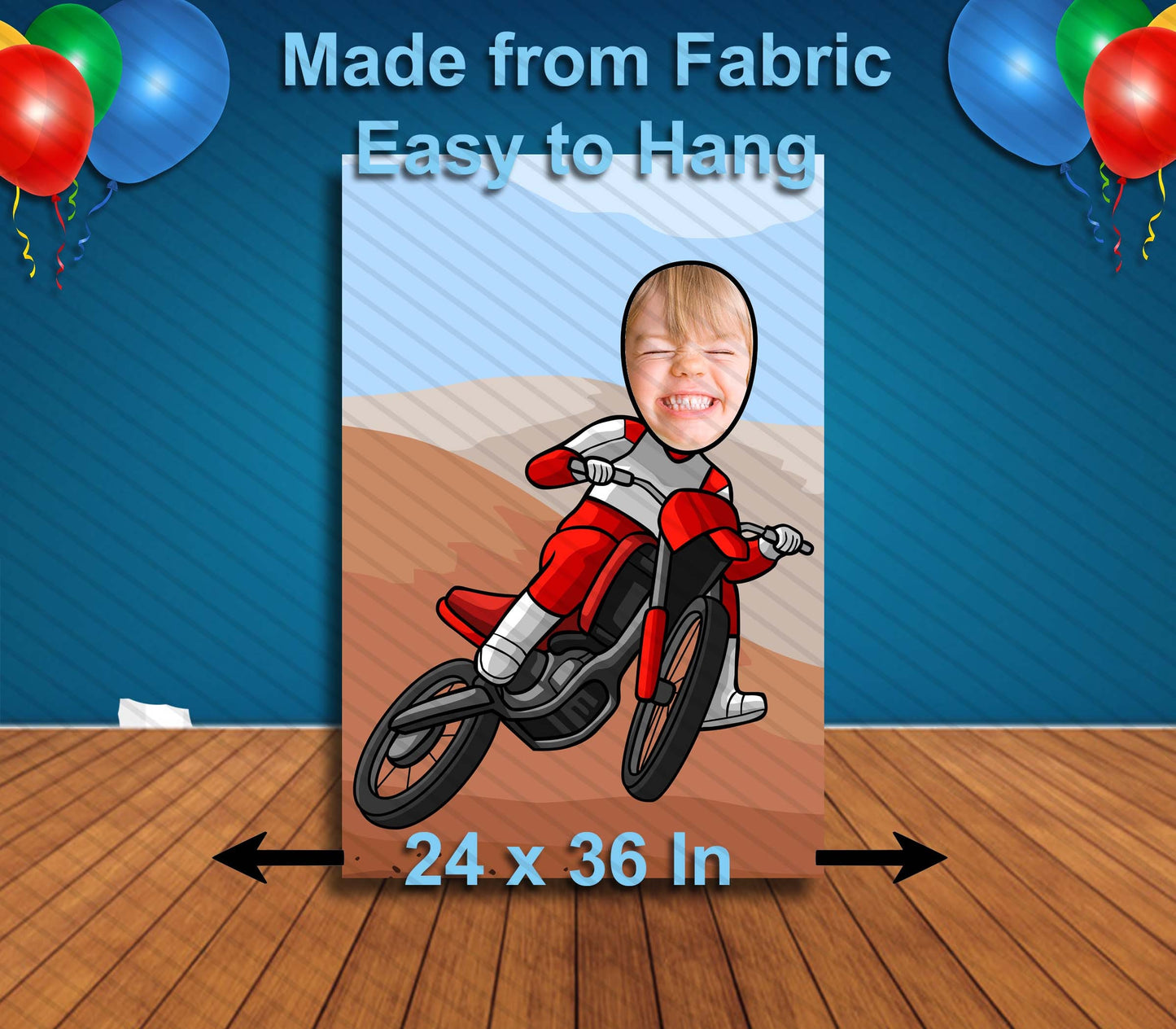 Dirt Bike, Hole in Face, Party Selfie Photo Prop, Motocross Decoration