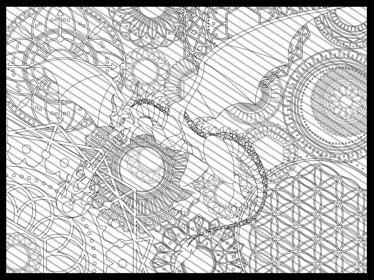 Large Dragon Abstract Coloring Page, Happy Abstract Coloring sheet, Jumbo Coloring book pages, Happy Abstract themed Giant Coloring Poster