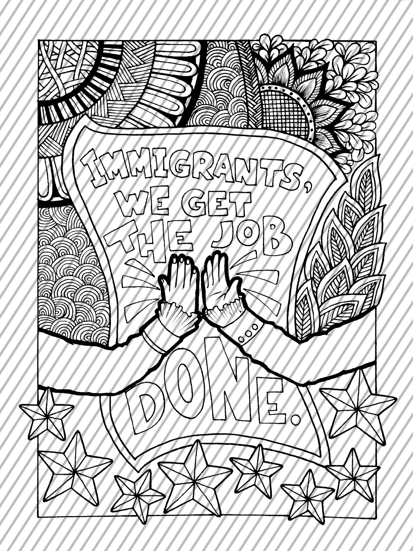 Immigrants We Get The Job Done, Hamilton Song Lyric Coloring Page, Large Coloring Sheet, Giant Coloring Poster, Poster Print, Wall Decor