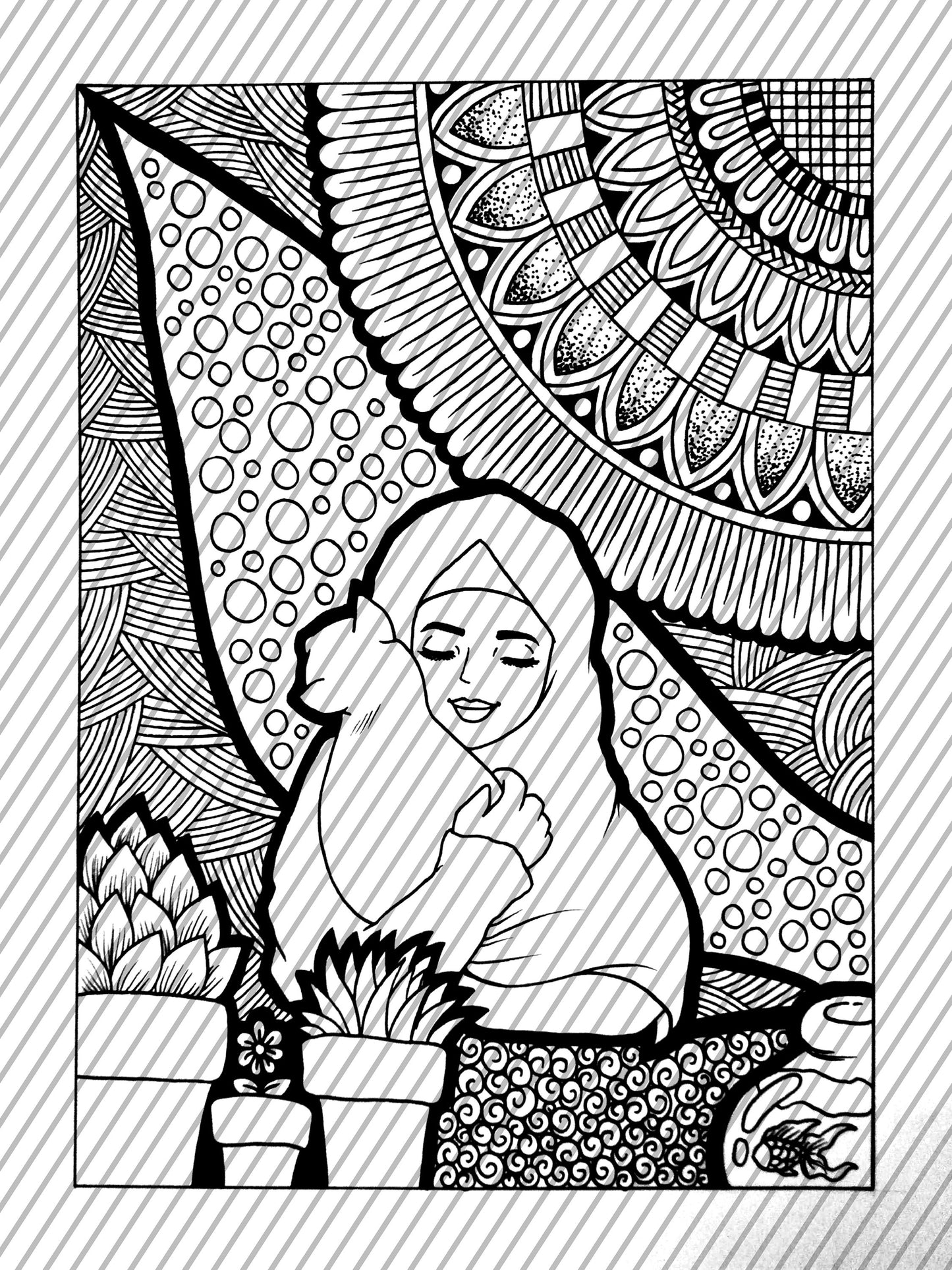 Self Care With Pet, Self Care Coloring Page, Large Coloring Sheet, Giant Coloring Poster, Poster Print, Wall Decor
