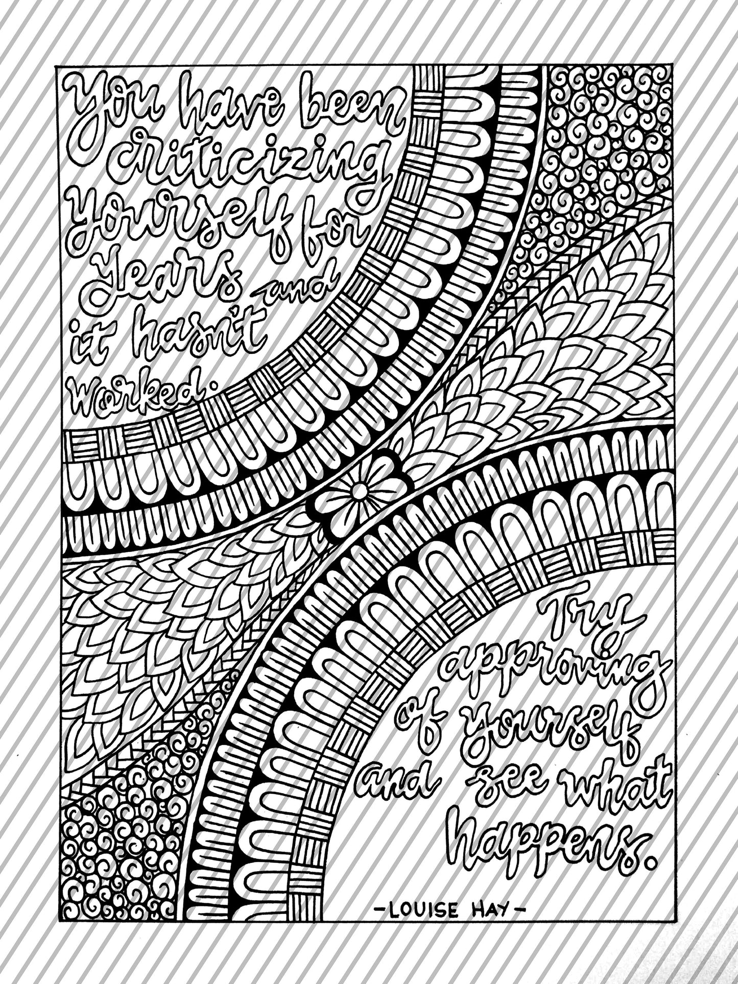 Try Approving Of Yourself, Louise Hay Quote Coloring Page, Large Coloring Sheet, Giant Coloring Poster, Poster Print, Wall Decor