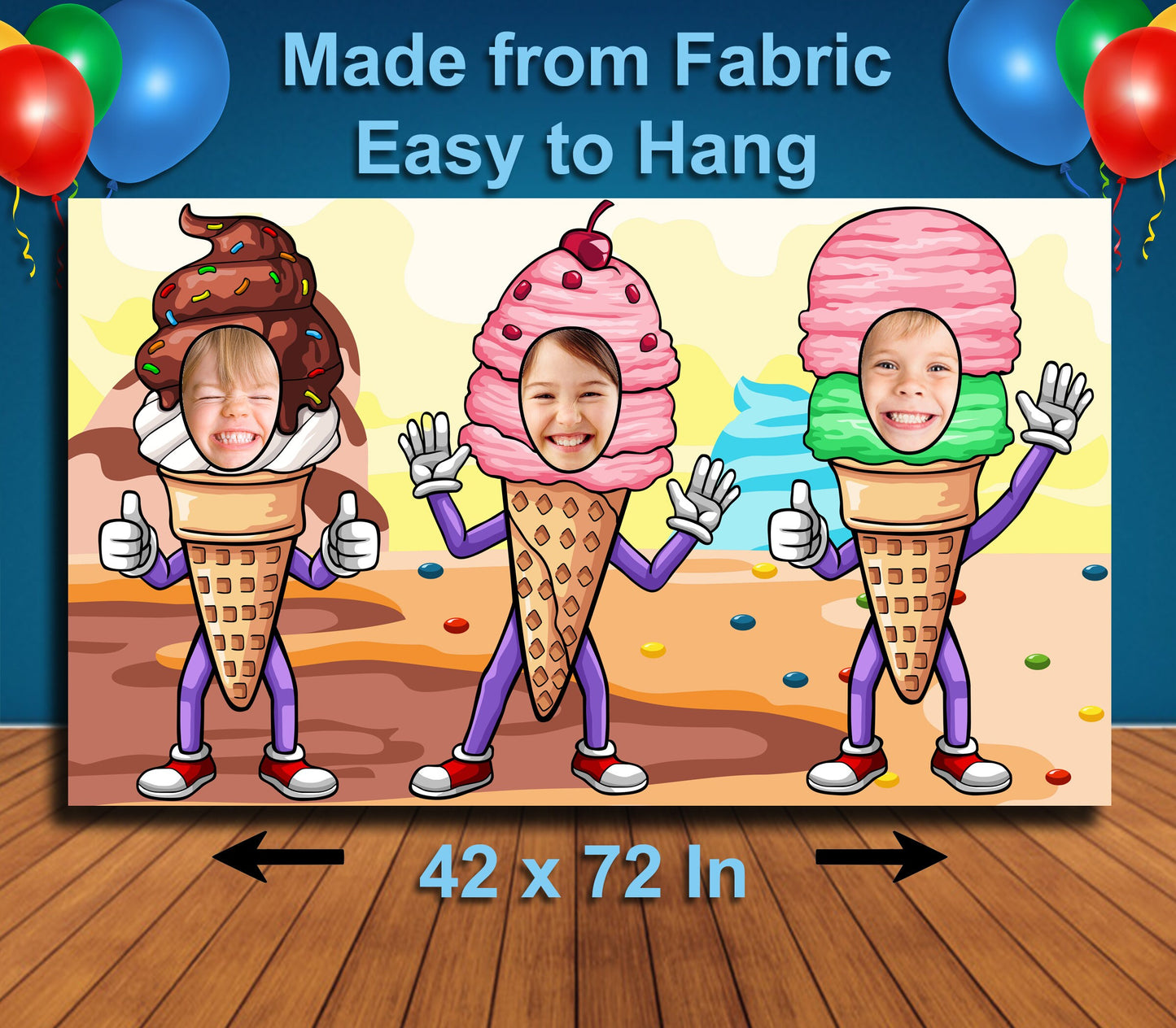 Ice Cream Cutout, Hole in Face, Party Selfie Photo Prop, Icecream Decoration