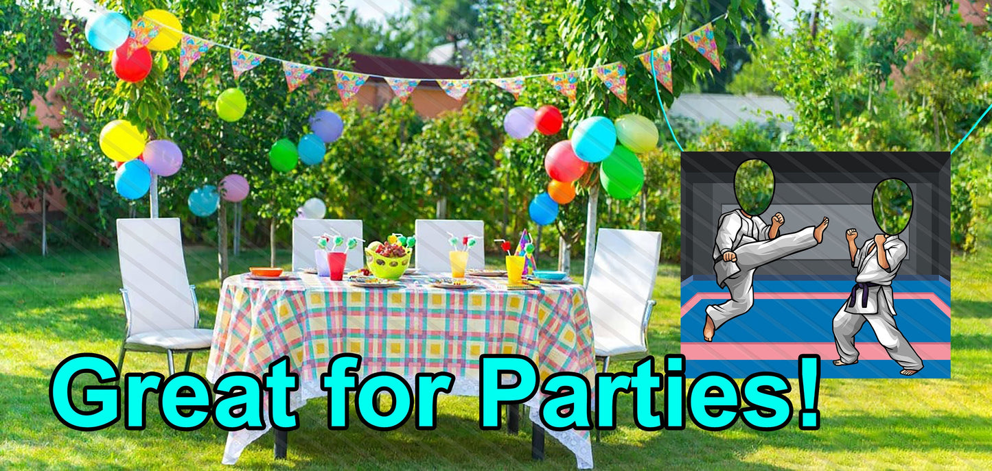 Martial Arts Theme Cutout, Hole in Face, Party Selfie Photo Booth Prop, Karate Birthday