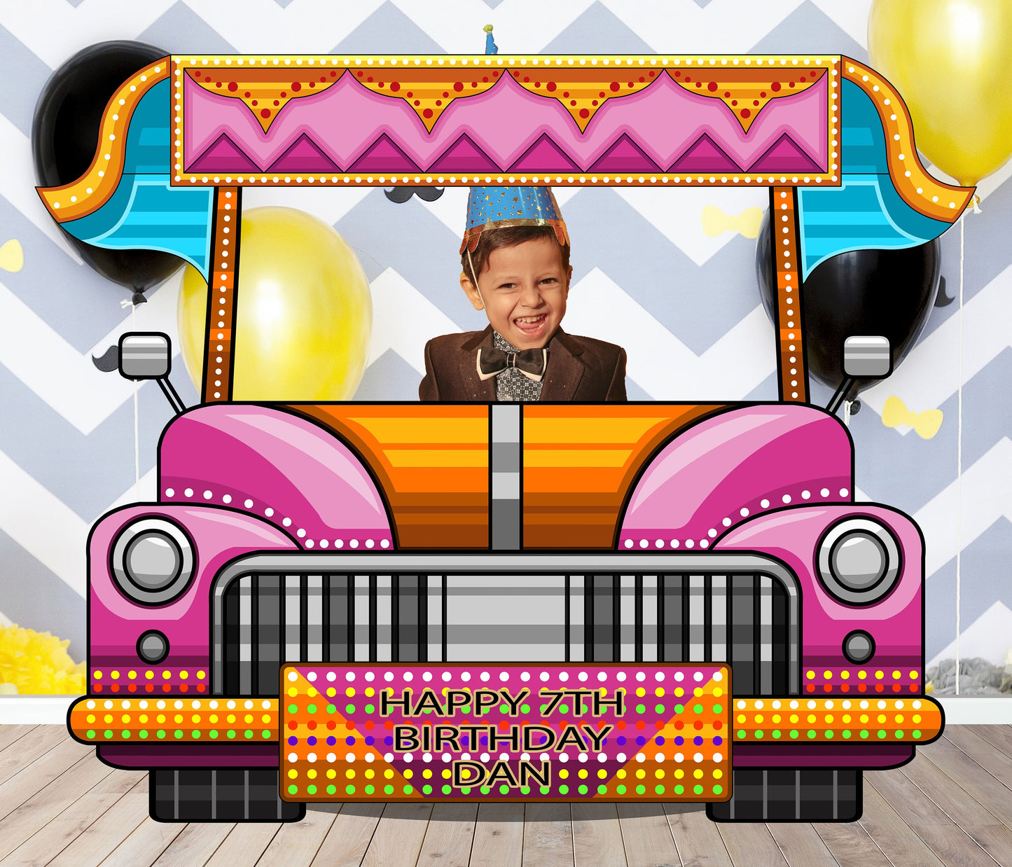 Bollywood Bus Photo Prop, Toy Doll Car DIY, Personalized, Customized, Photo booth Selfie Frame