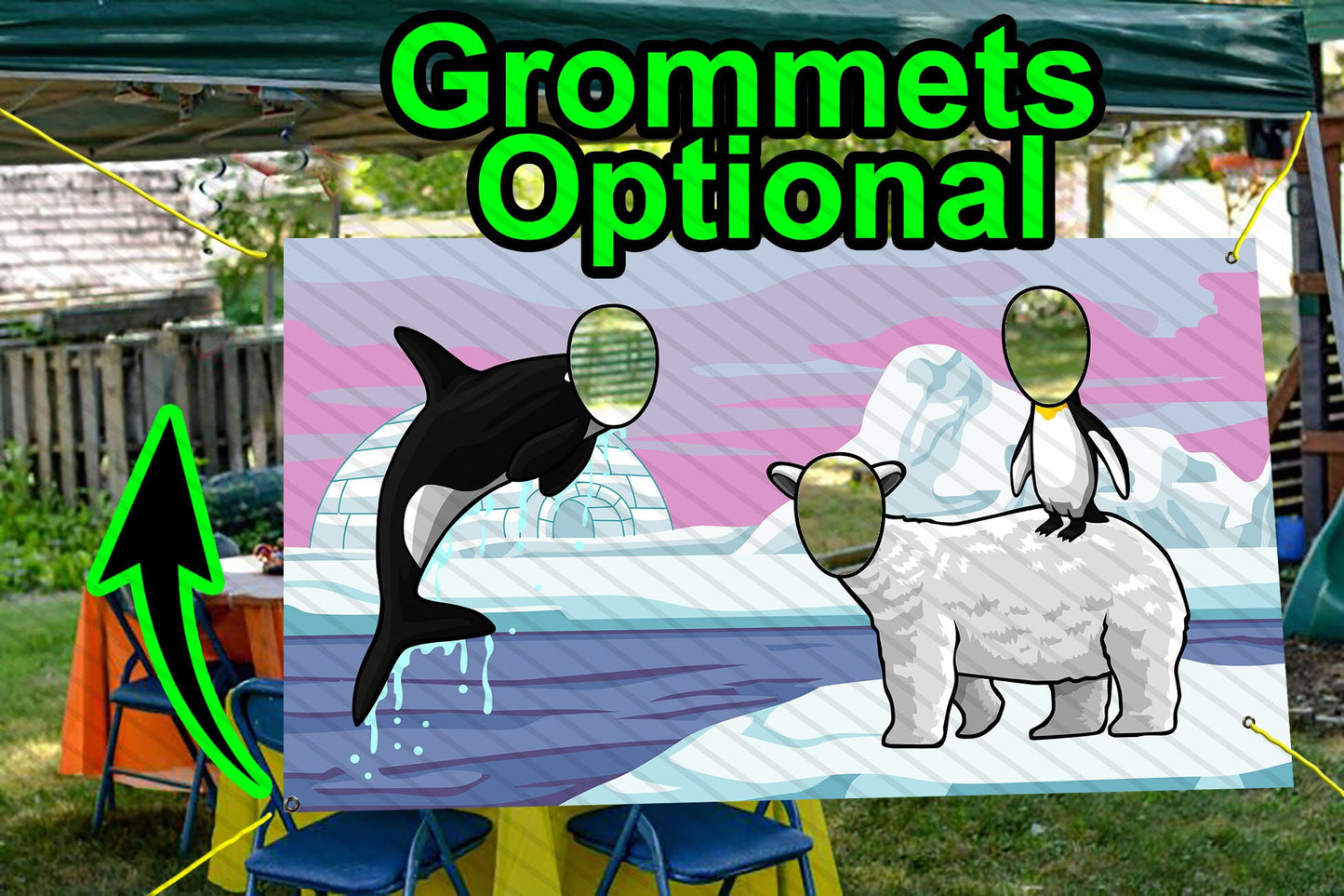 Arctic Animal Theme Cutout, Hole in Face, Party Selfie Photo Booth Prop, Winter Wonderland Birthday