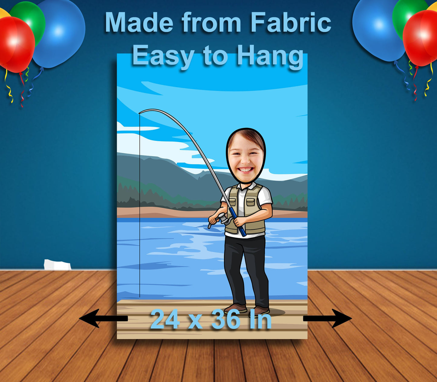 Recreational Fishing Face in Hole, Face Cutout, Head in Hole, Party Selfie Photo Booth Prop, Fisherman Birthday Party