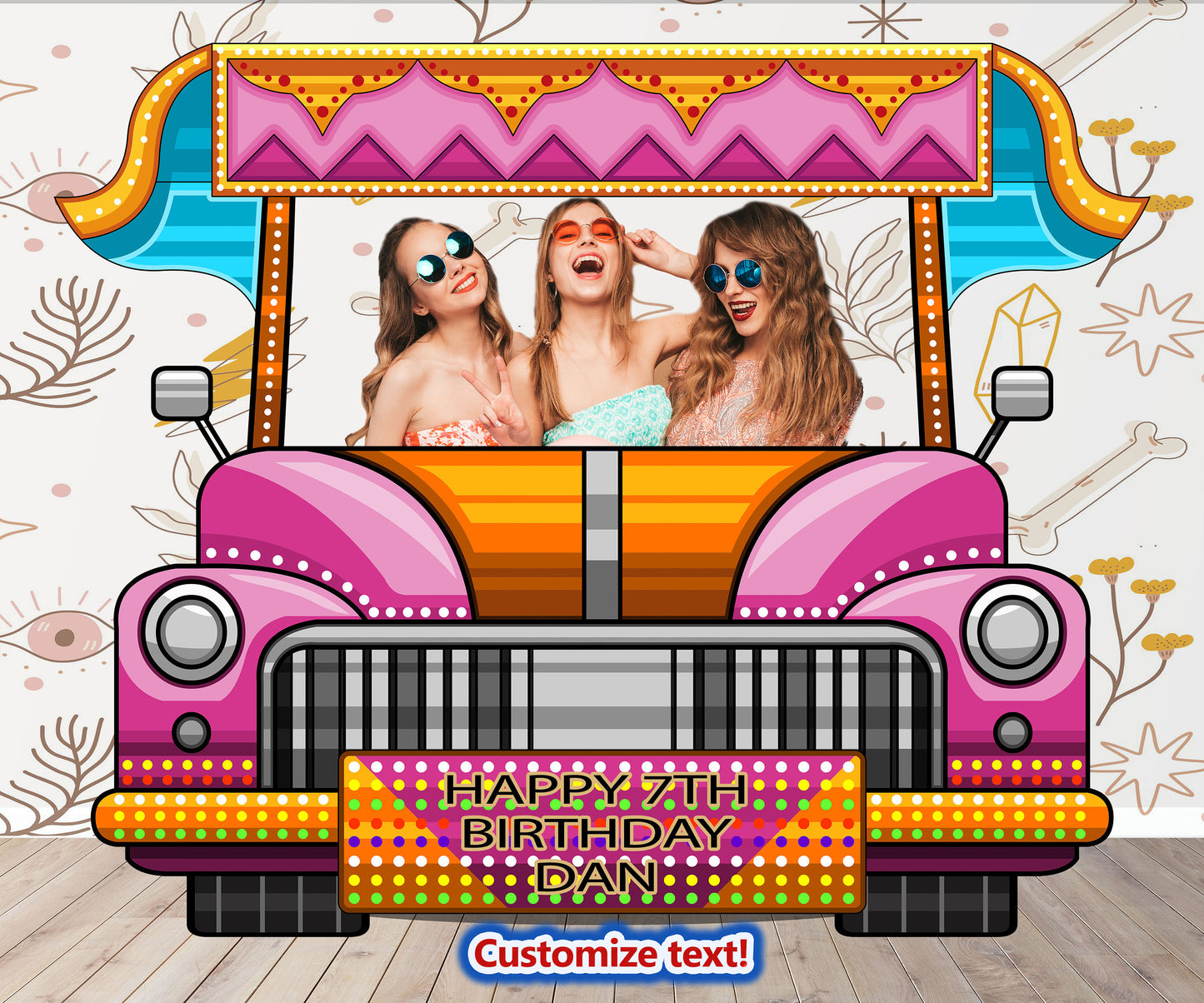 Bollywood Bus Photo Prop, Toy Doll Car DIY, Personalized, Customized, Photo booth Selfie Frame