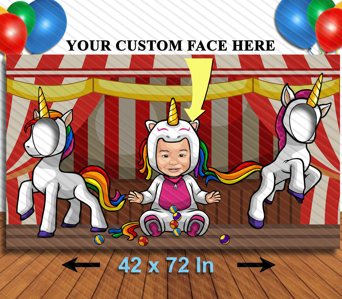 Unicorn Theme, Baby Birthday, Custom Artwork, Hole in Face, Party Selfie Photo Prop, Party Decoration