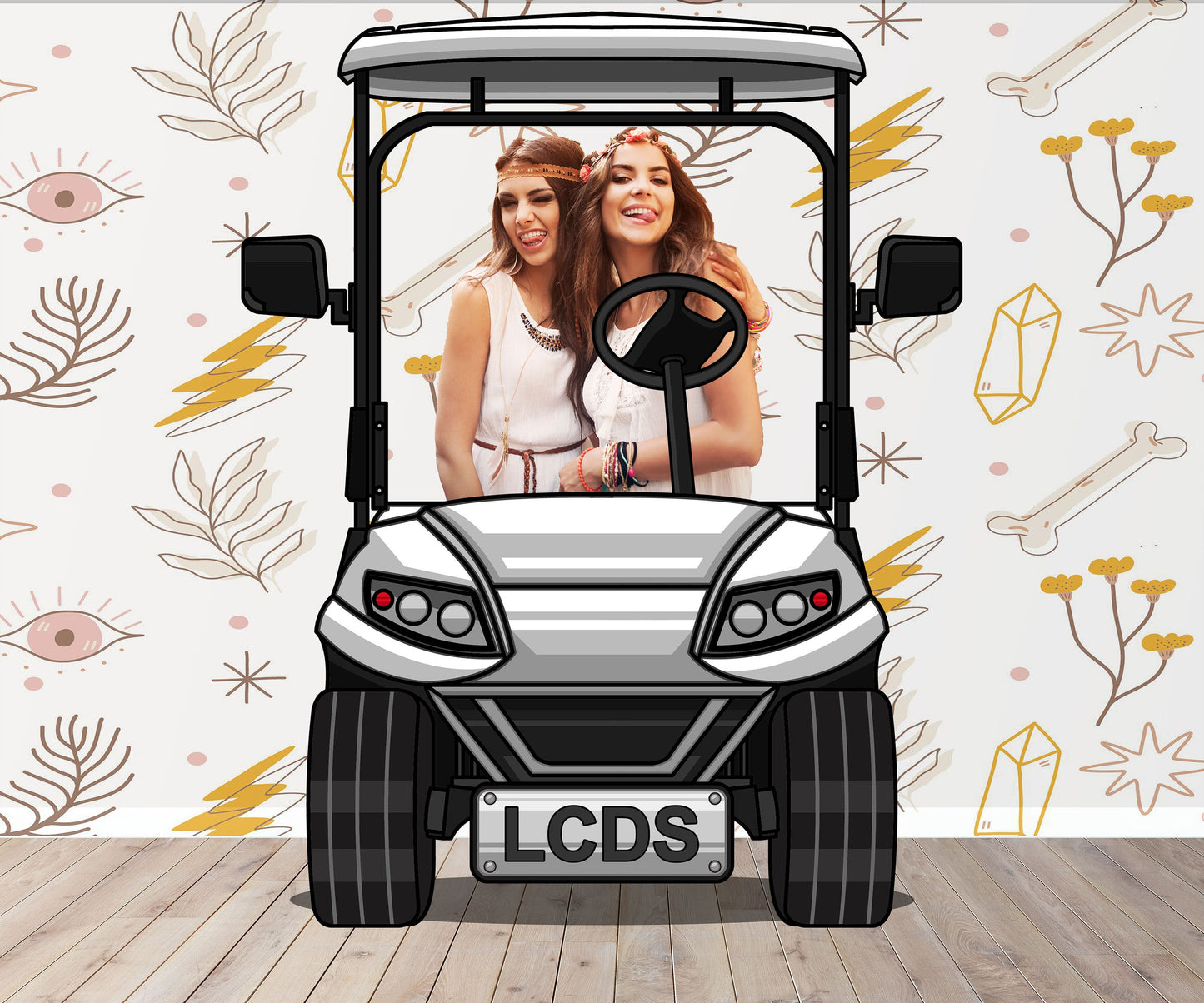 White Golf Cart Photo Prop, Toy Car DIY, Personalized, Customized, Photo booth Selfie Frame