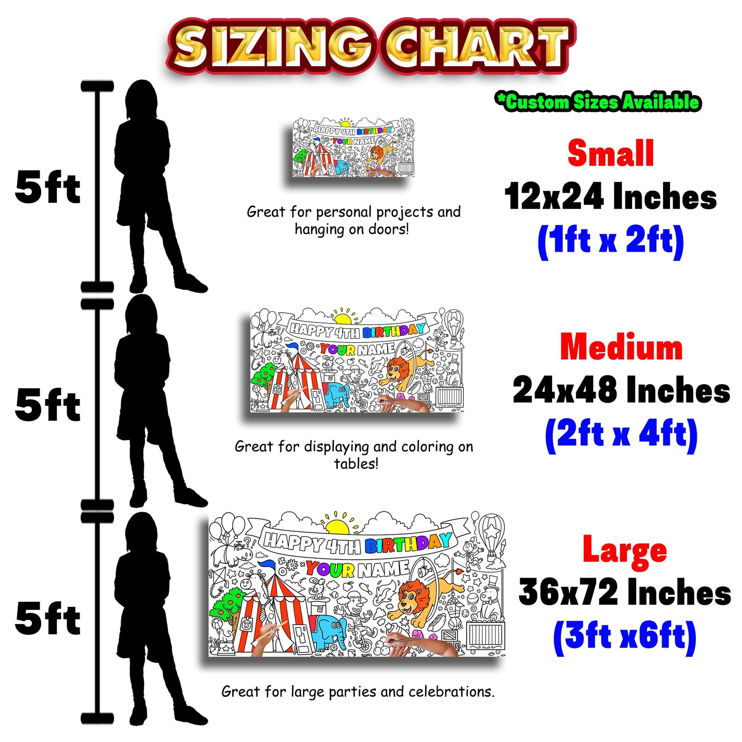 Carnival, Vintage Circus Birthday Sheet, Jumbo Coloring Book Pages, Circus Theme Giant Coloring Poster