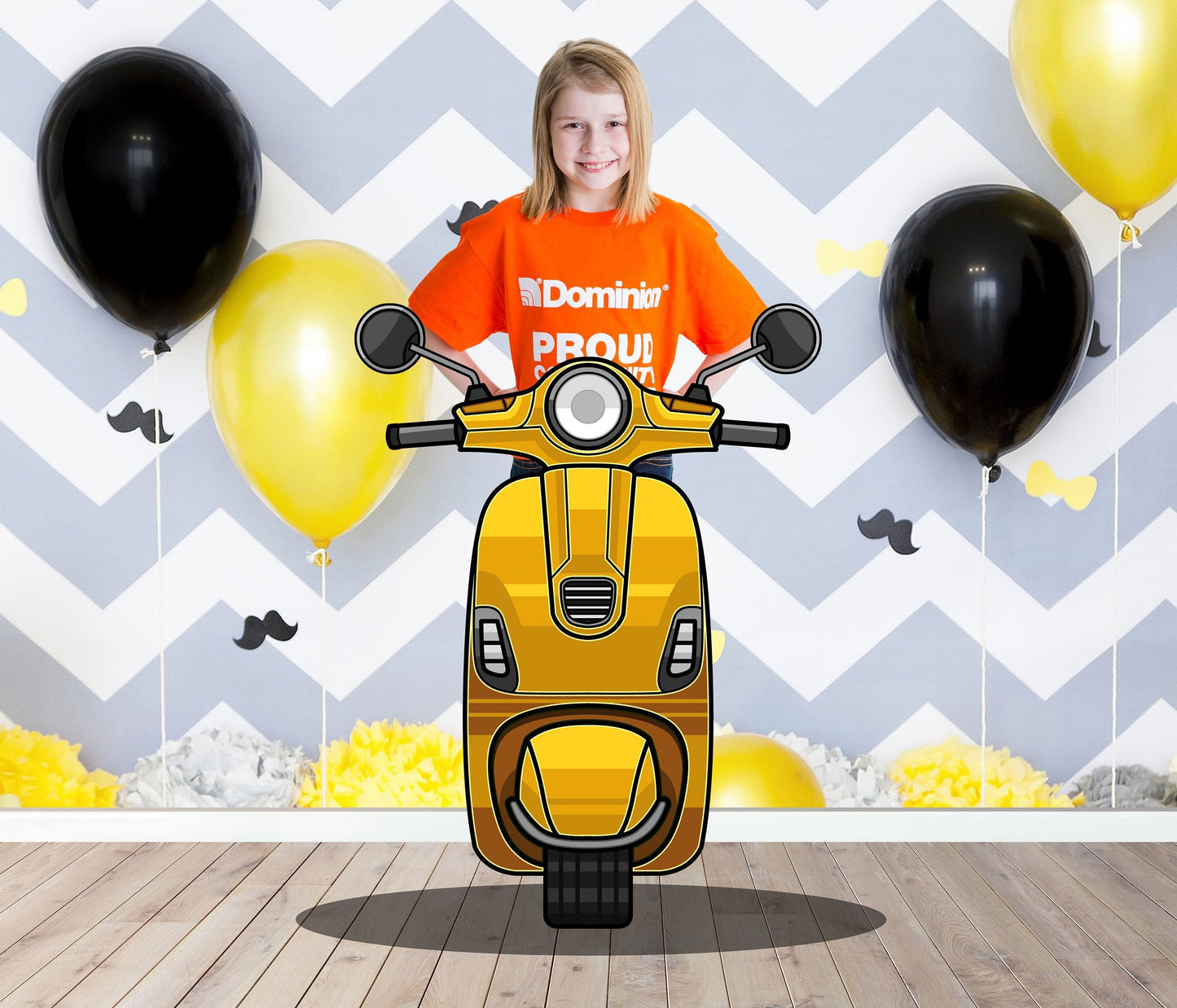 Yellow Scooter Photo Prop, Motorcylce DIY, Personalized, Customized, Photo booth Selfie Frame