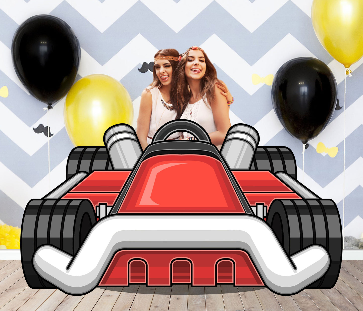Race Cart Photo Prop, Car Theme Party DIY, Personalized, Photo booth Selfie Frame