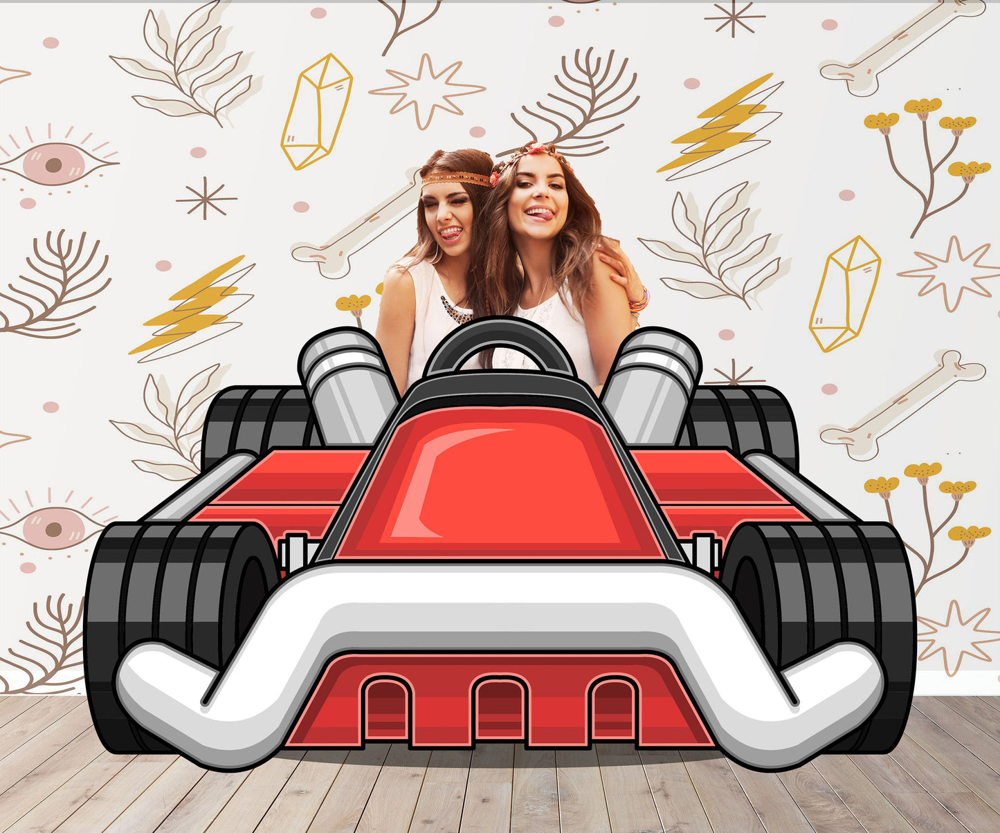 Race Cart Photo Prop, Car Theme Party DIY, Personalized, Photo booth Selfie Frame