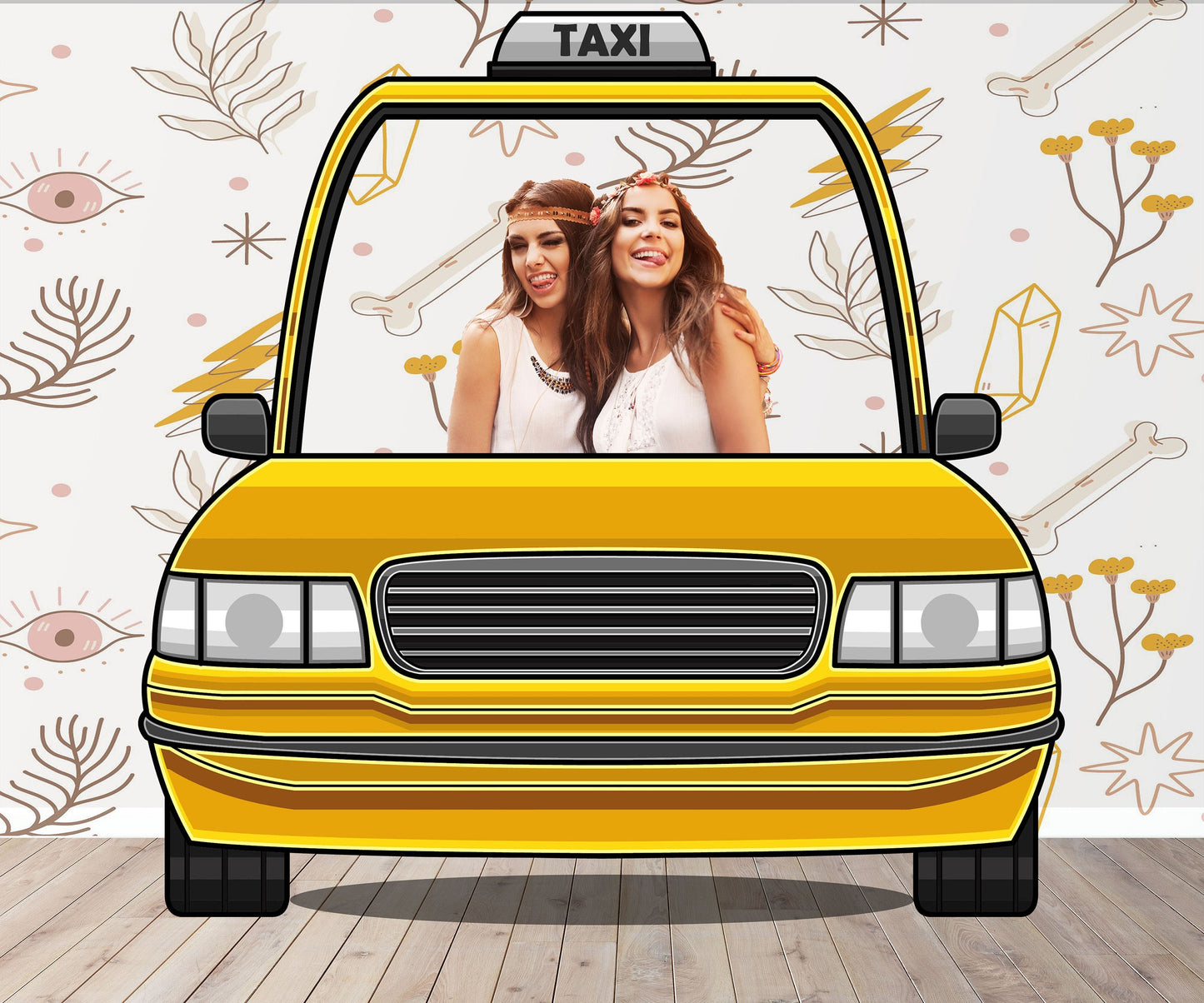 Taxi Cab Photo Prop, Yellow Cab DIY Party Prop, Photo Booth Selfie Frame