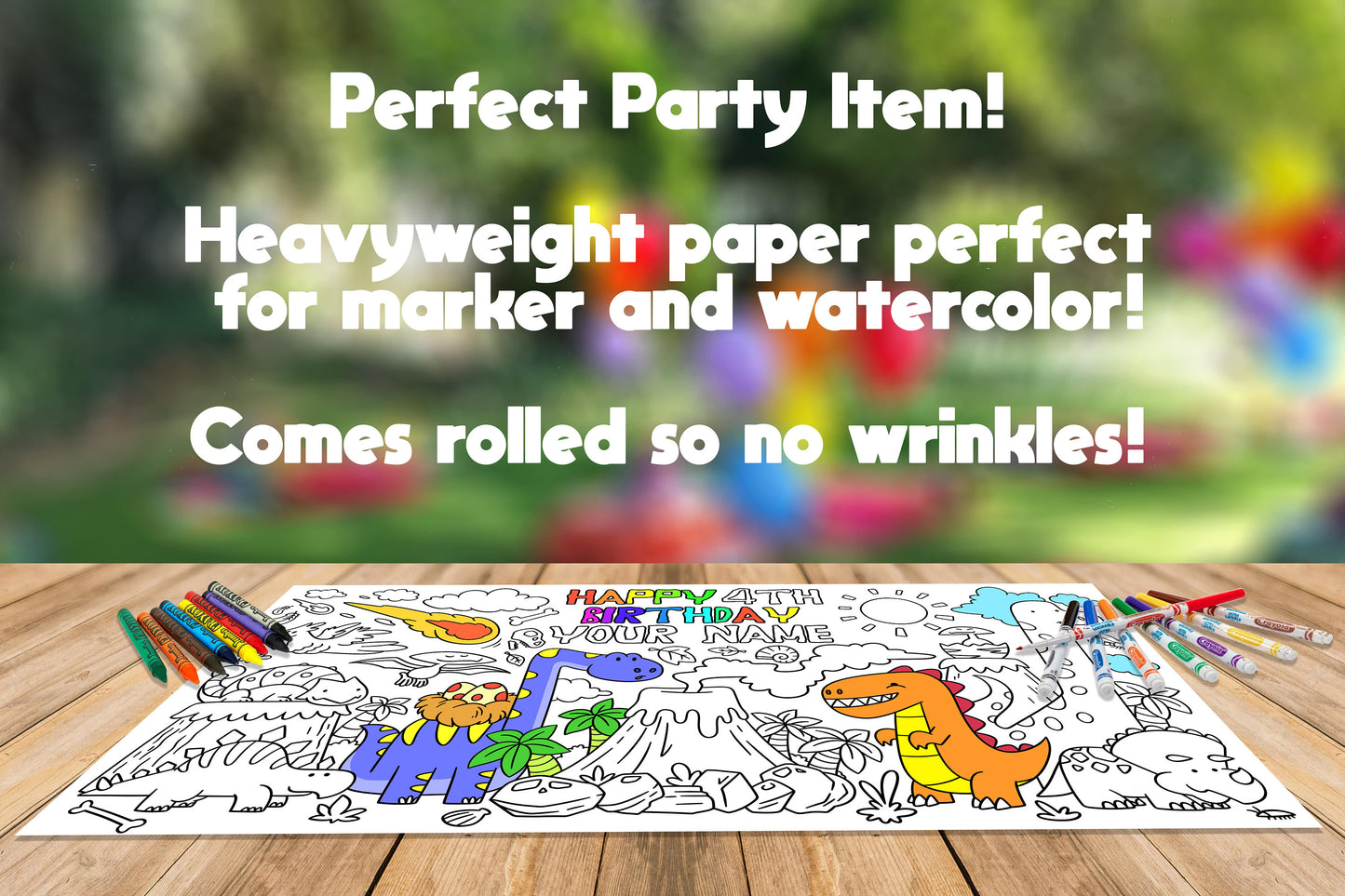 Dinosaur Coloring Page, Custom Jurassic Birthday Sheet, Jumbo Coloring Book Pages, Personalized Theme Giant Coloring Poster