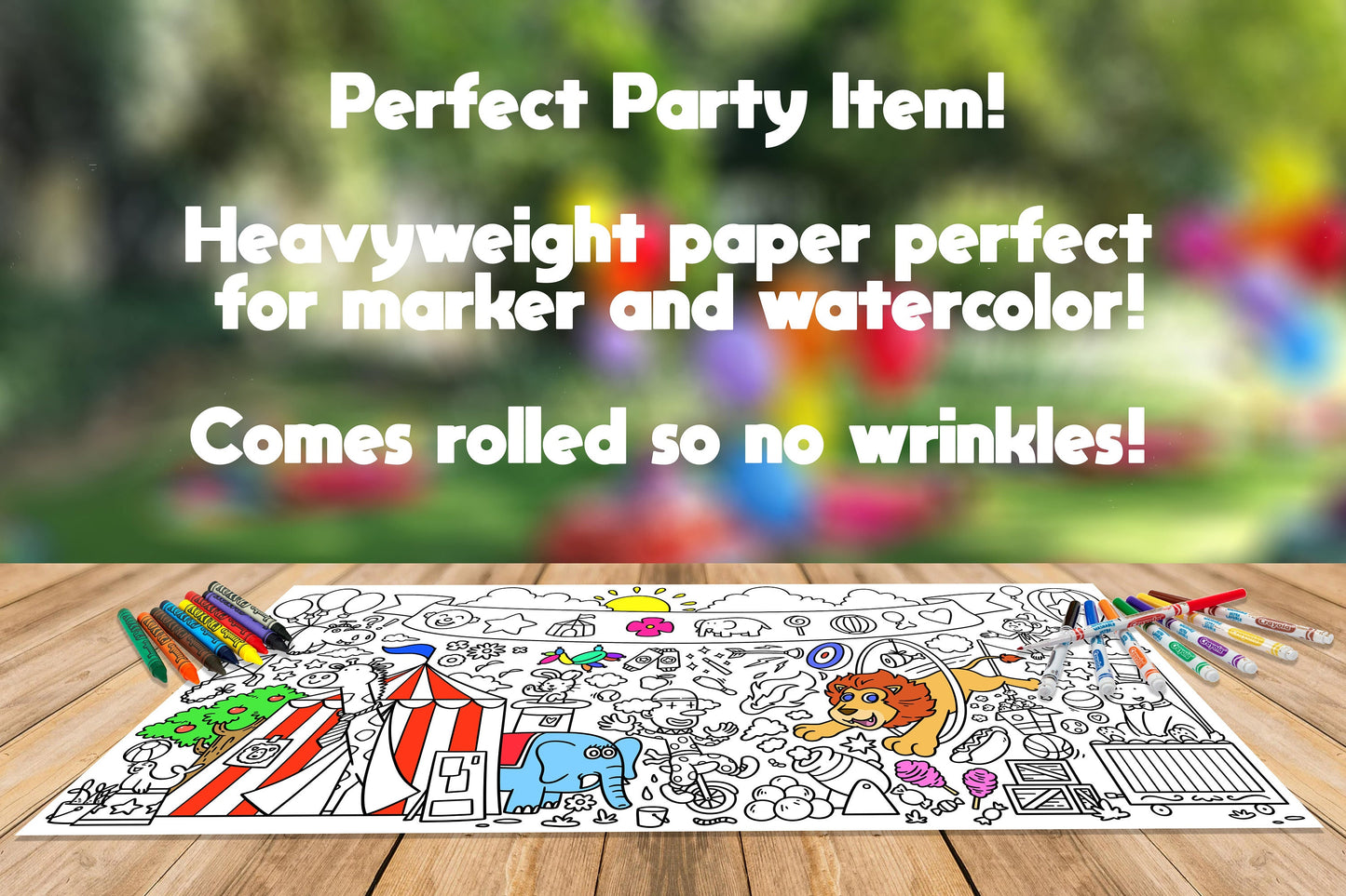 Carnival, Vintage Circus Birthday Sheet, Jumbo Coloring Book Pages, Circus Theme Giant Coloring Poster