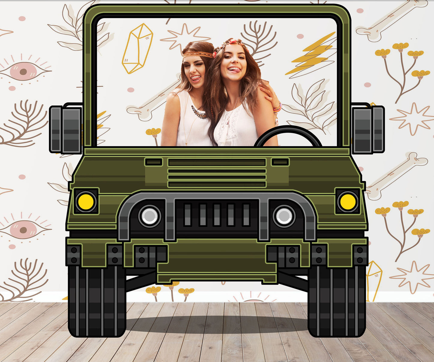 Green Military Car, Photo Prop, Birthday Party DIY, Photo booth Selfie Frame