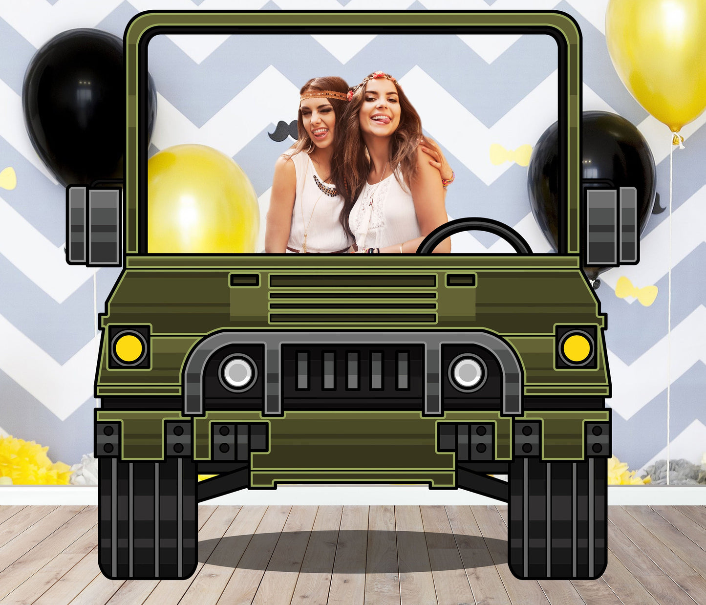 Green Military Car, Photo Prop, Birthday Party DIY, Photo booth Selfie Frame
