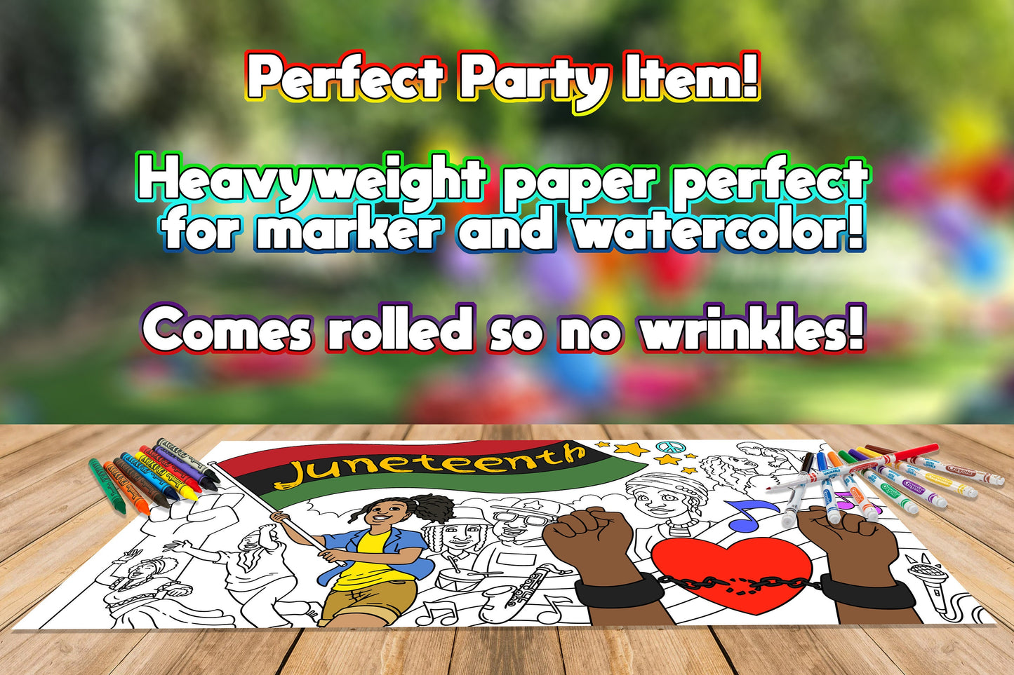 Juneteenth Coloring Page, Custom Black History Month Birthday Sheet, Jumbo Coloring Book Pages, Personalized Theme Giant Coloring Poster